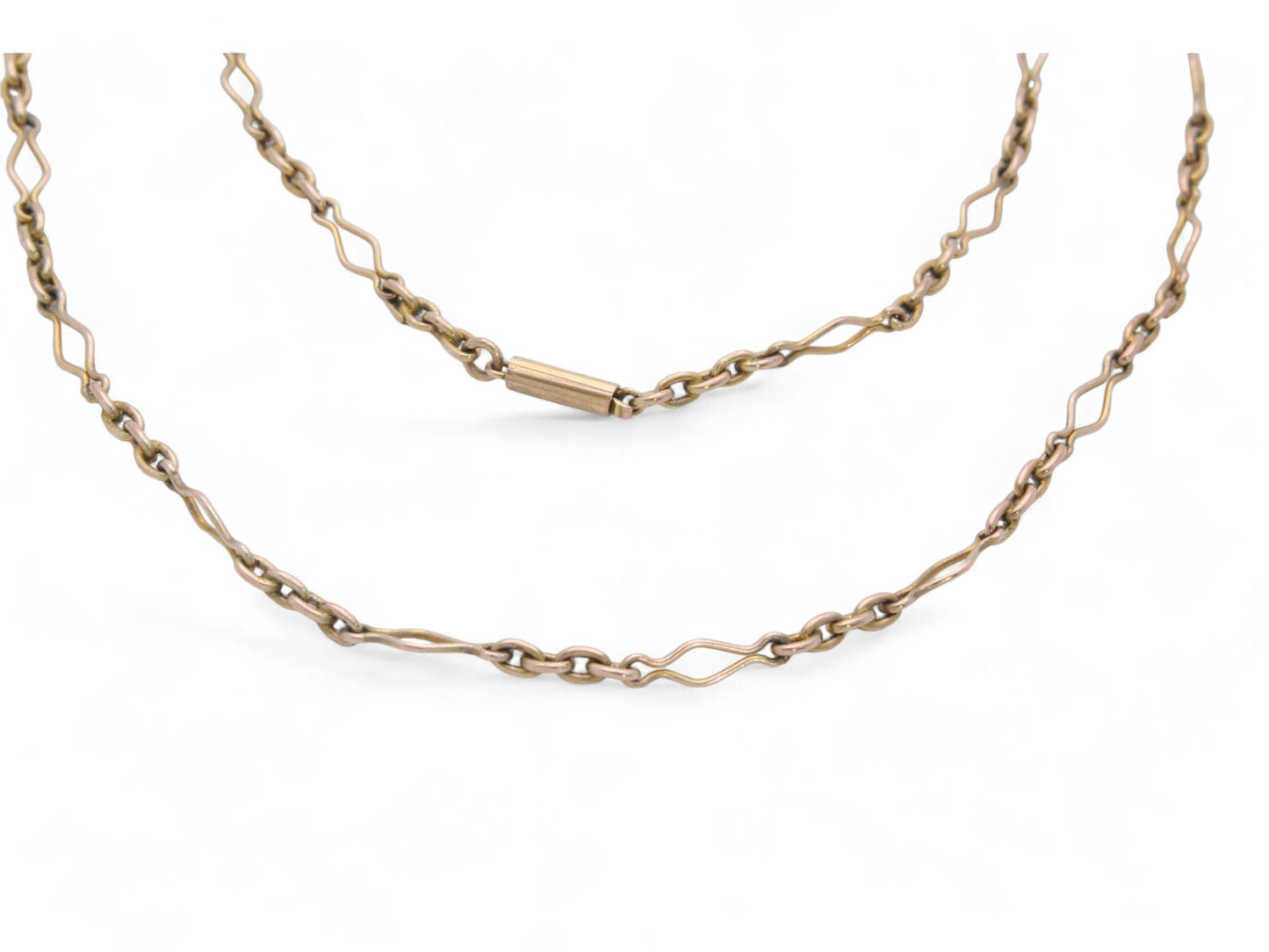 Antique 9ct Gold Fancy Trombone Link Necklace