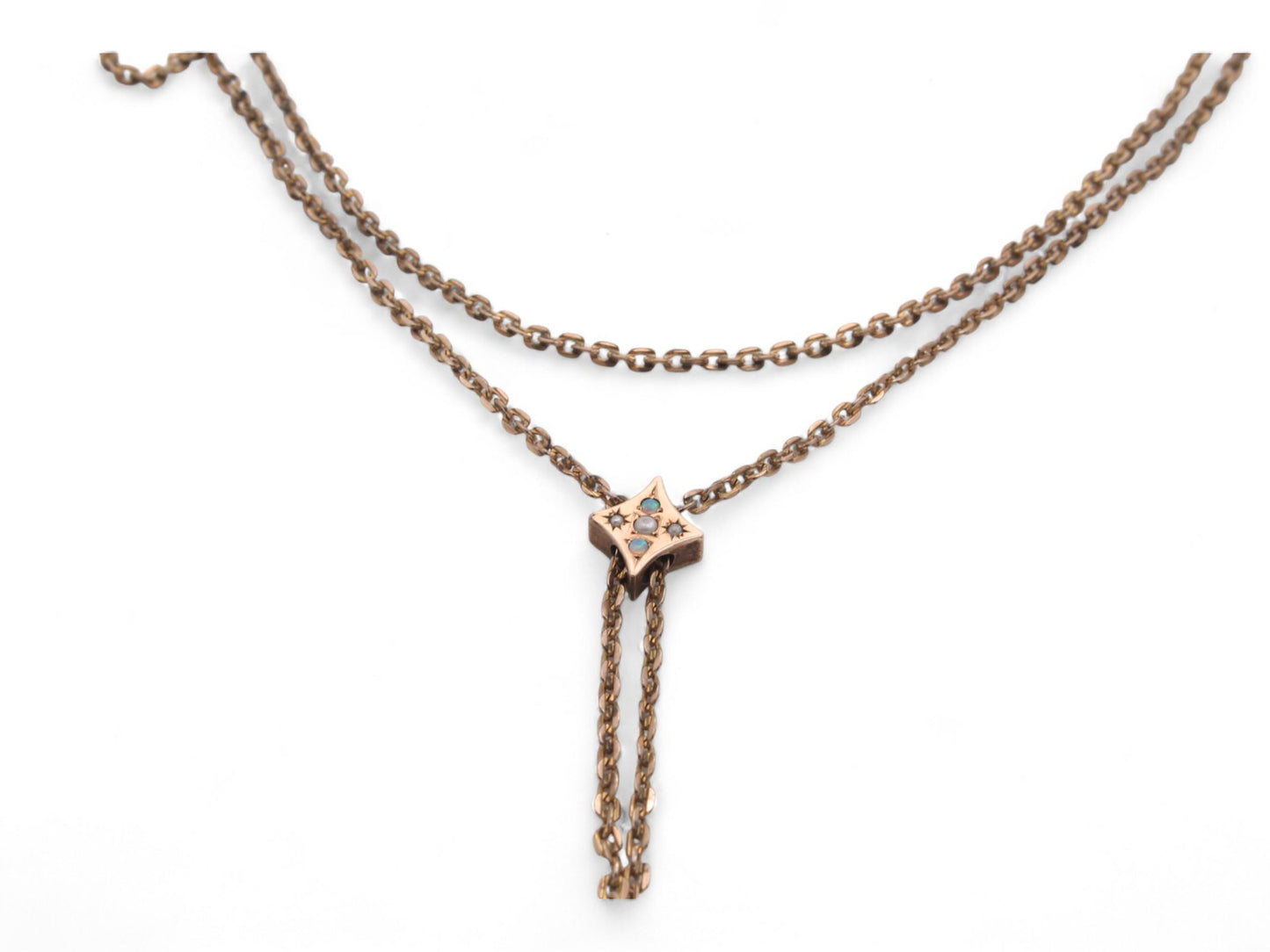 Antique 9ct Rolled Gold Opal Slider Long Guard