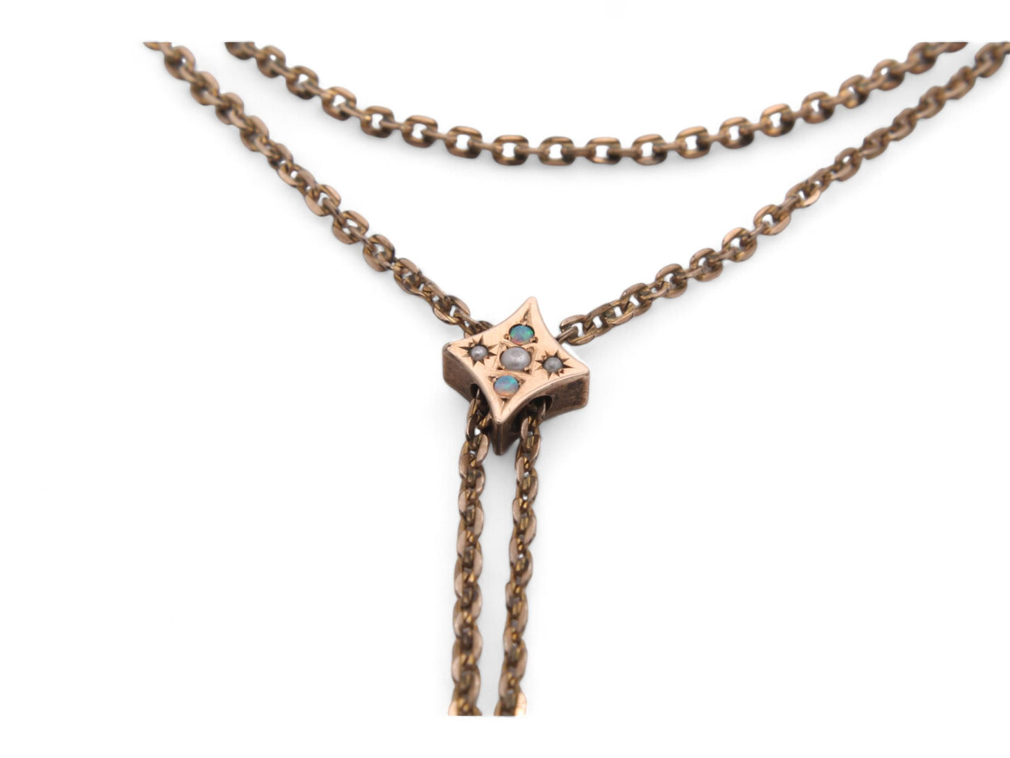 Antique 9ct Rolled Gold Opal Slider Long Guard