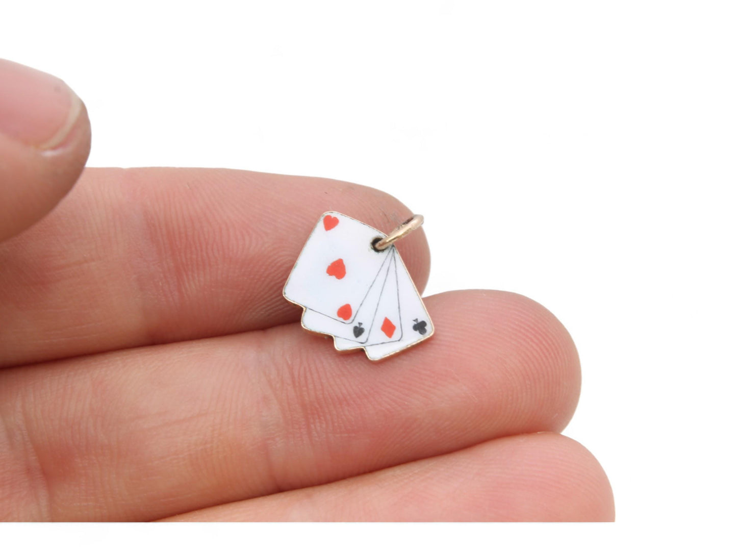 Vintage 9ct Gold Enamel Playing Cards Charm