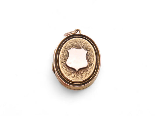 Antique 9ct Gold Shield Oval Locket