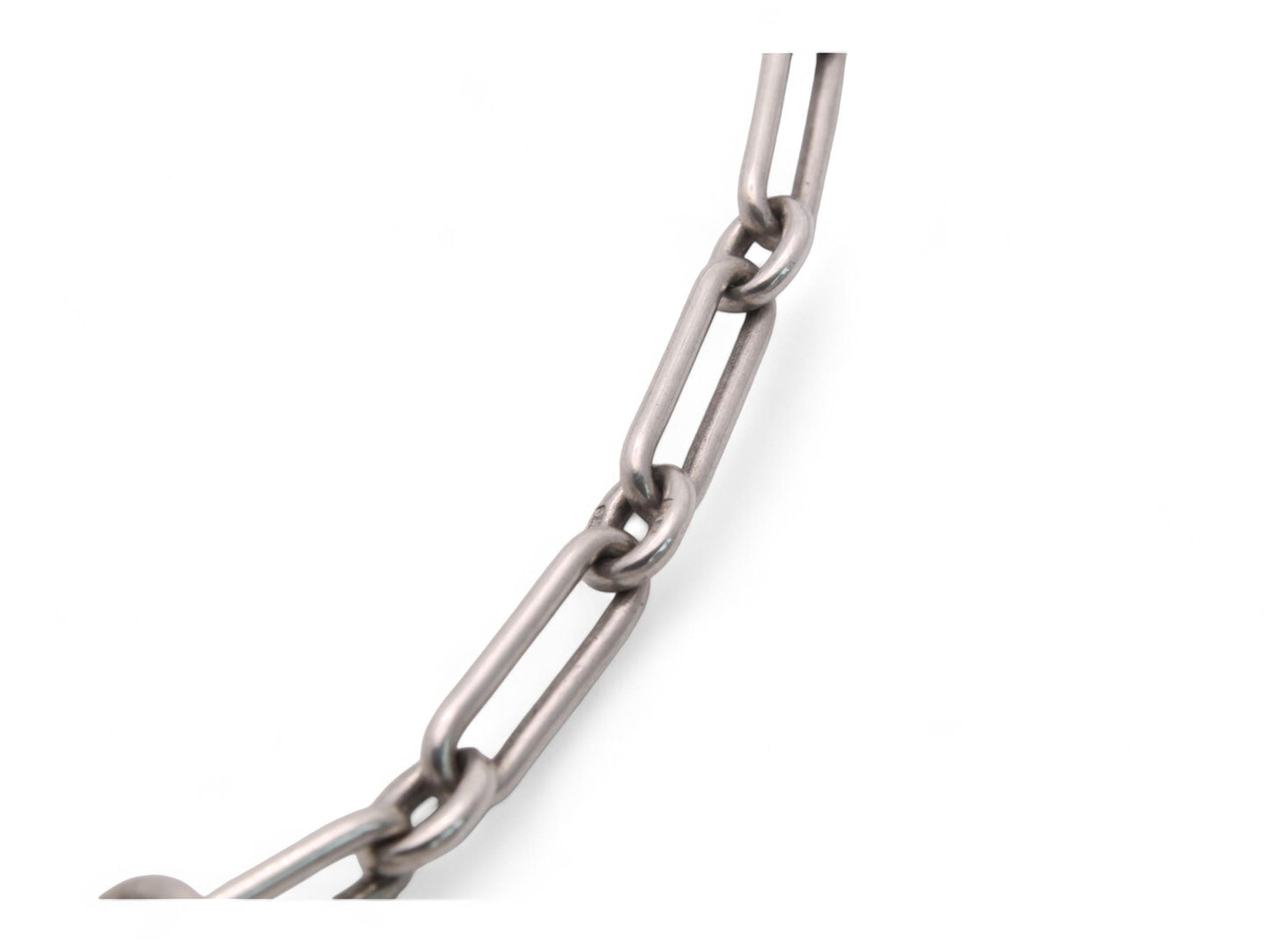 Antique Sterling Silver Trombone Link Double Albert Chain, 16"