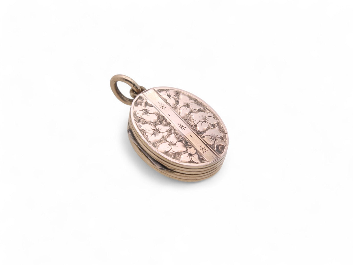 RESERVED —— Antique 9ct Gold Chased Floral Buckle Locket