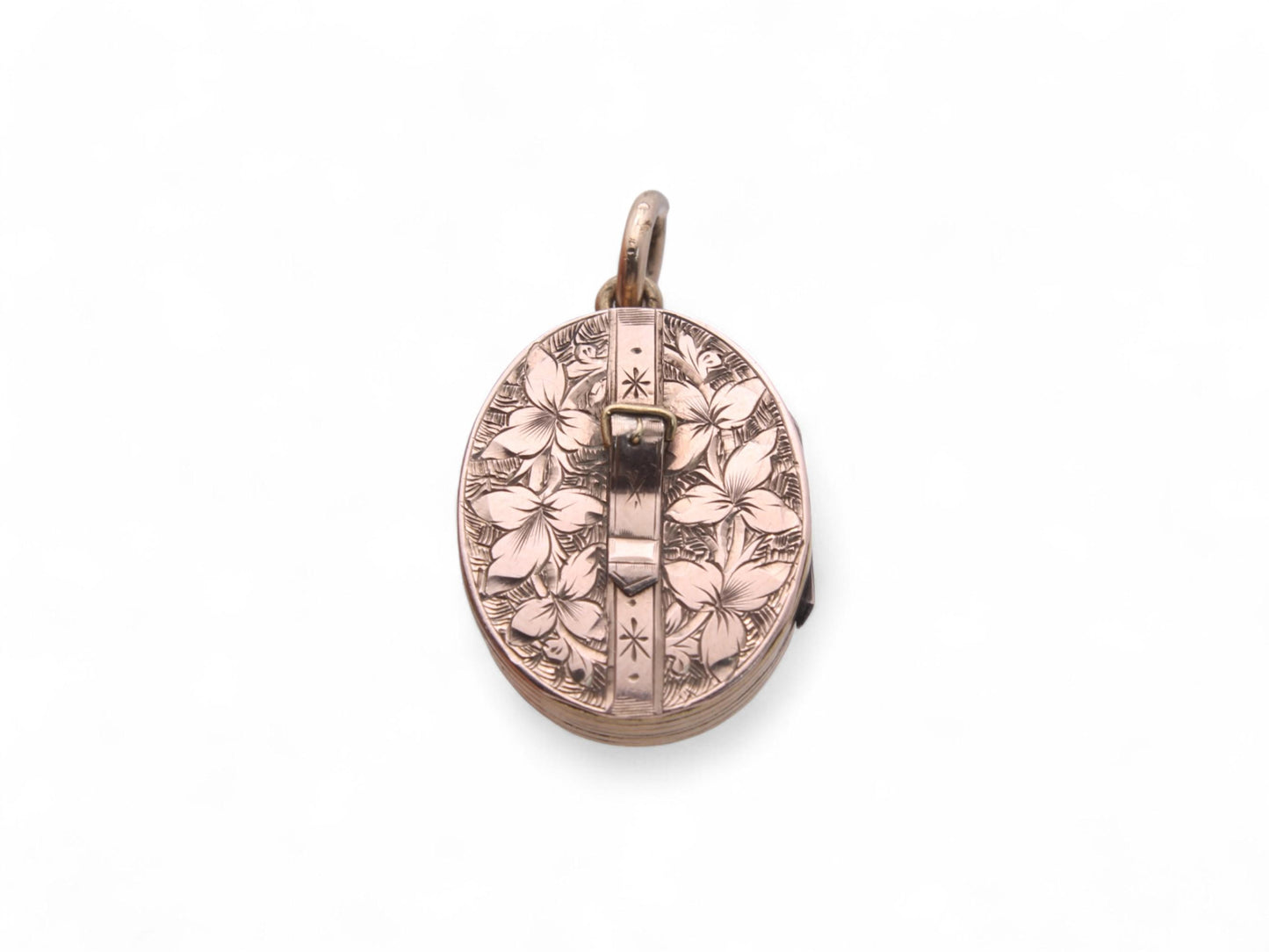 Antique 9ct Gold Chased Floral Buckle Locket