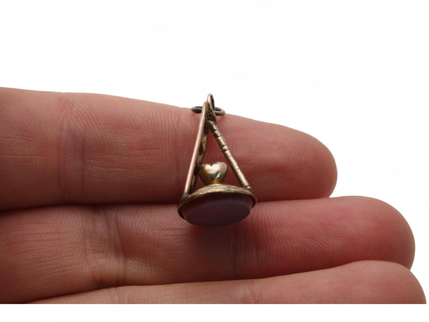 Antique 9ct Gold Heart Ladder Pendant