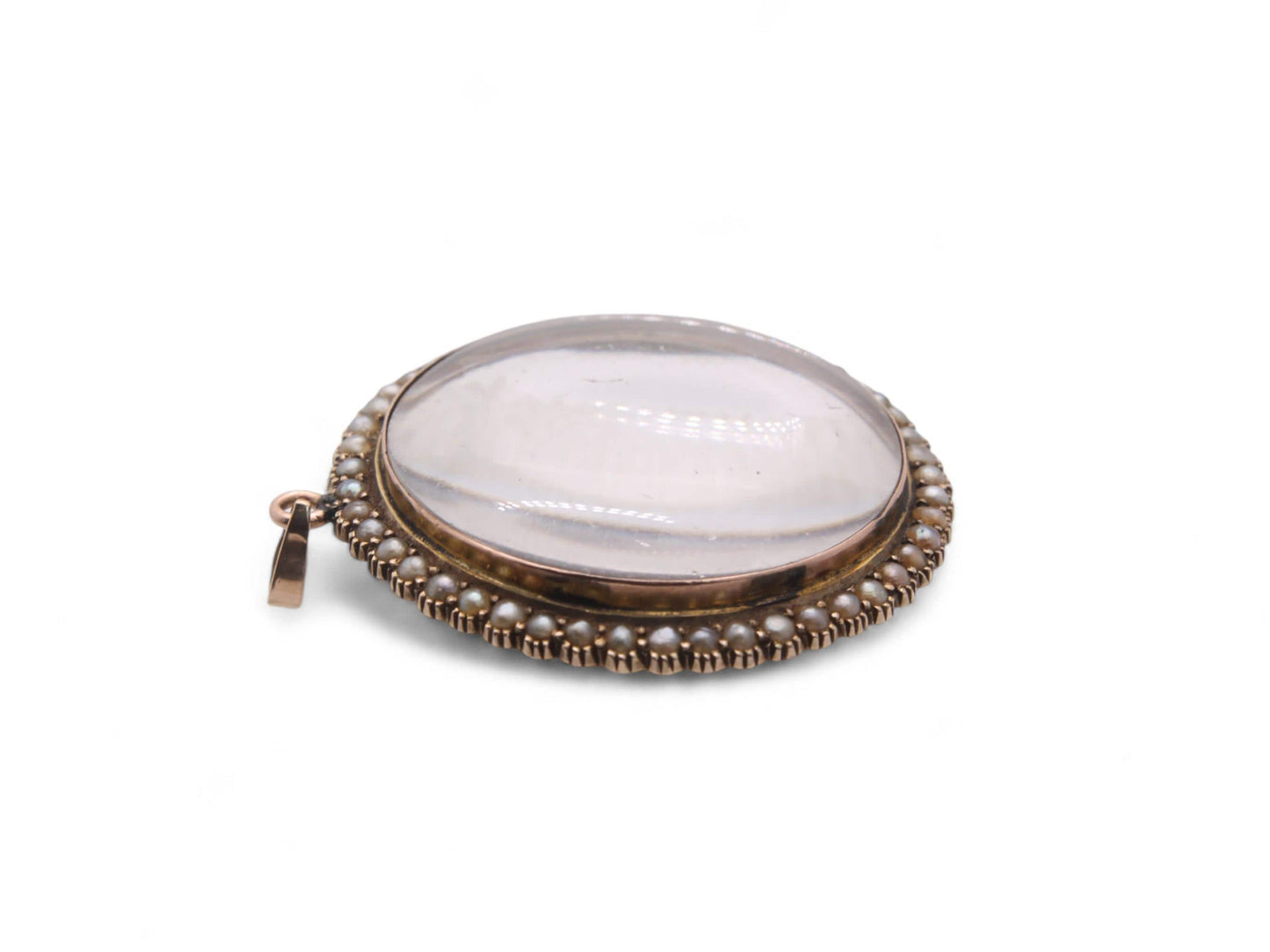 Antique 9ct Gold Seed Pearl Open Face Locket Pendant