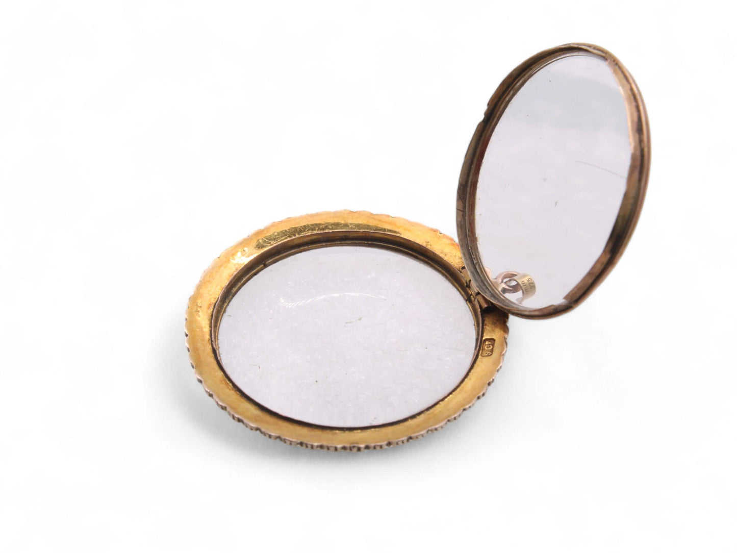 Antique 9ct Gold Seed Pearl Open Face Locket Pendant