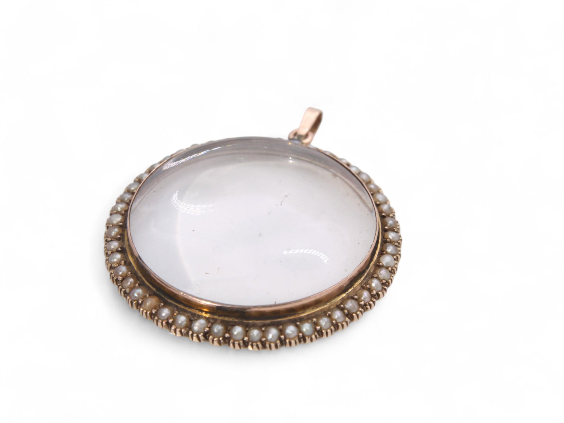 Antique-9ct-Gold-Seed-Pearl-Open-Face-Locket-Pendant