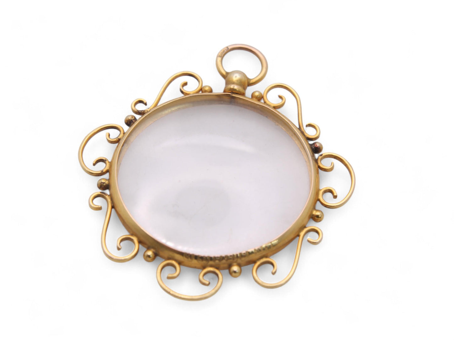 Antique 9ct Yellow Gold Open Face Locket Pendant