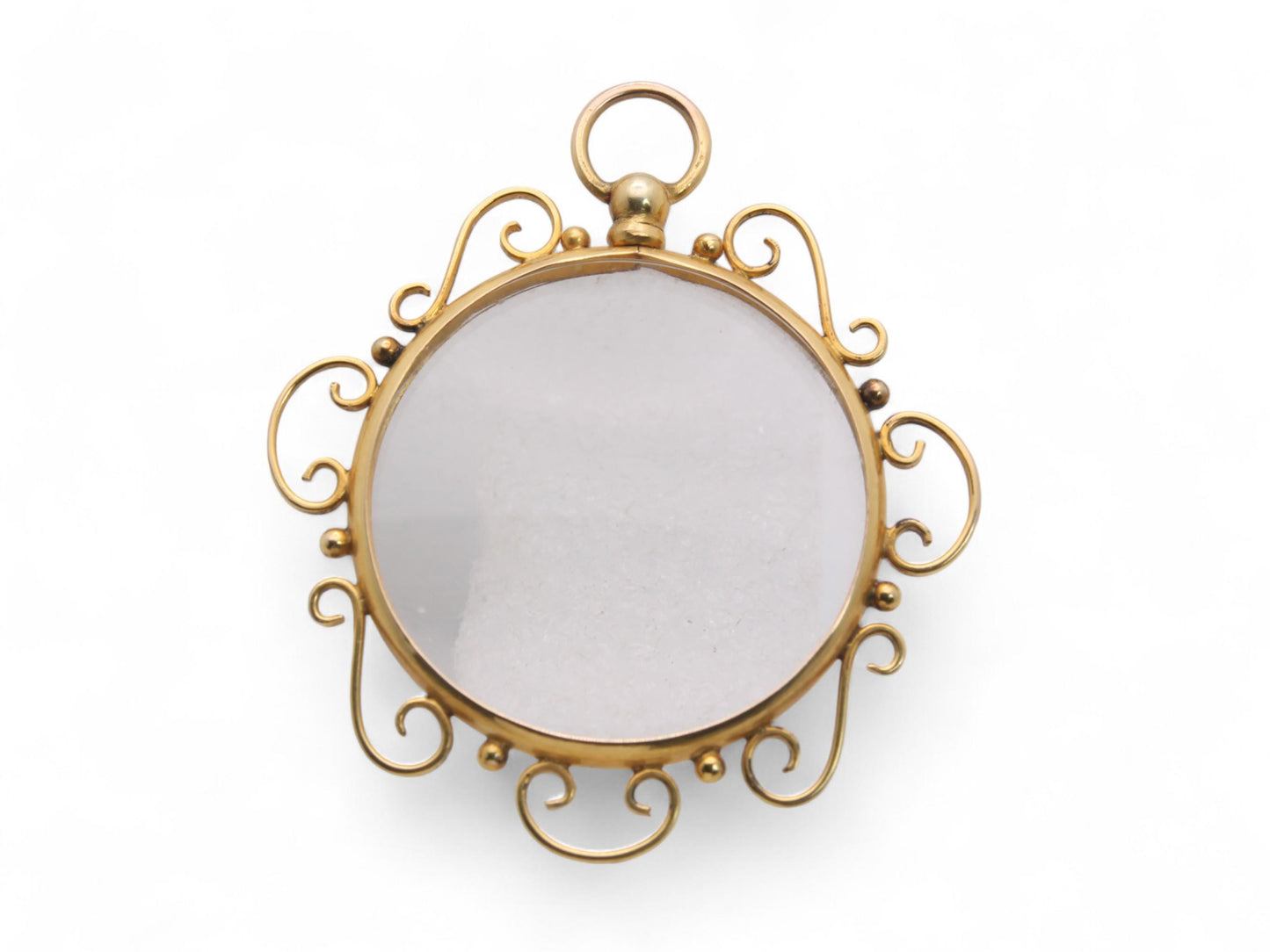 Antique 9ct Yellow Gold Open Face Locket Pendant