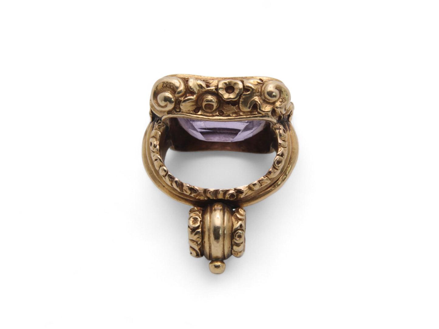 Antique 15ct Gold Chased Amethyst Pendant Seal