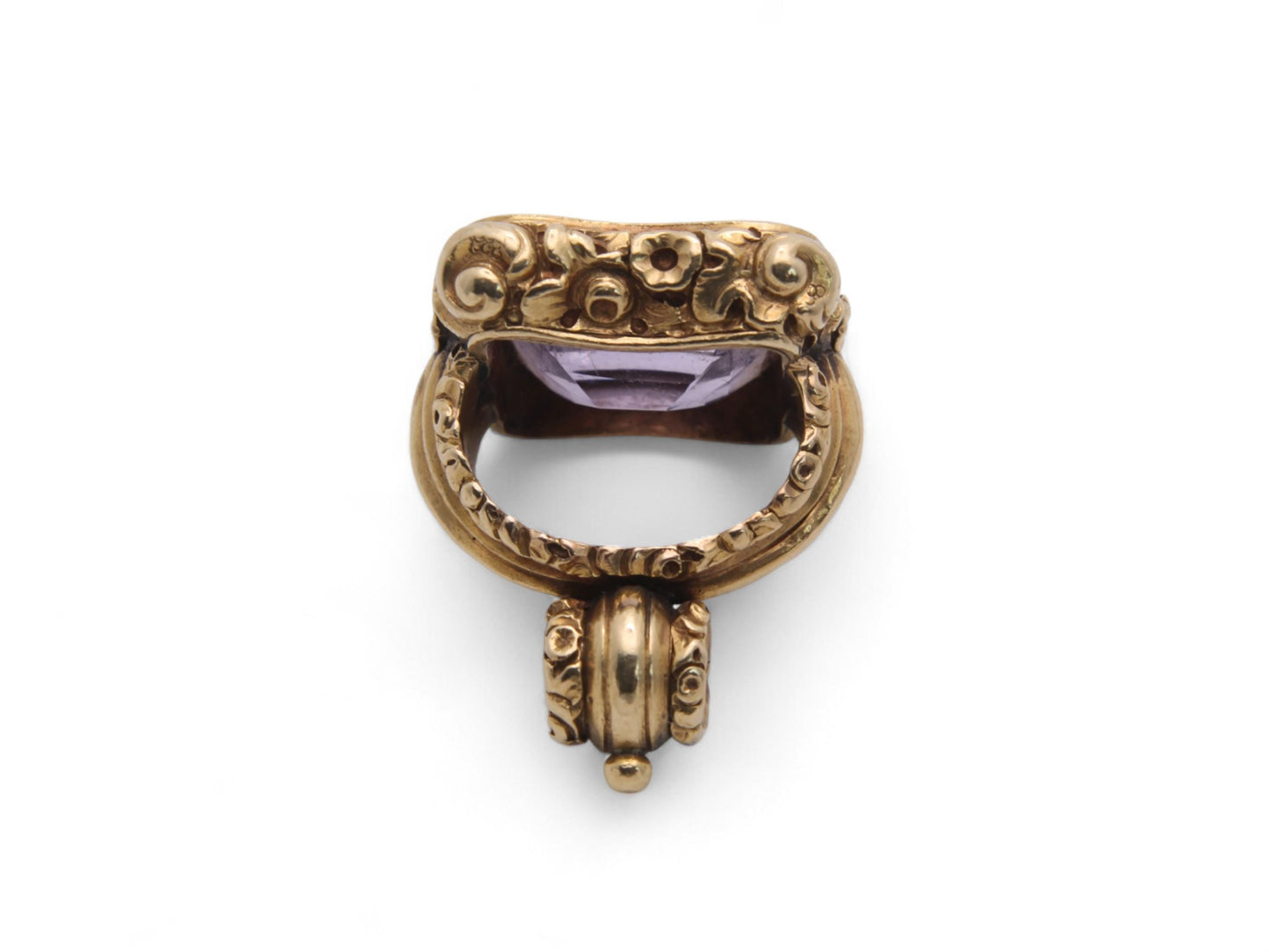 Antique 15ct Gold Chased Amethyst Pendant Seal