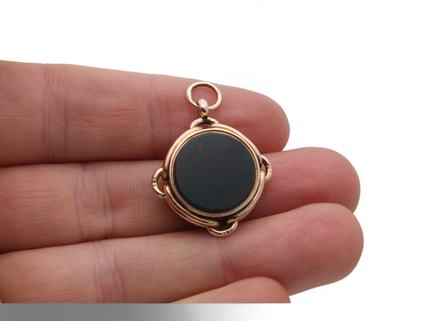 Antique 15ct Gold Bloodstone Compass Pendant