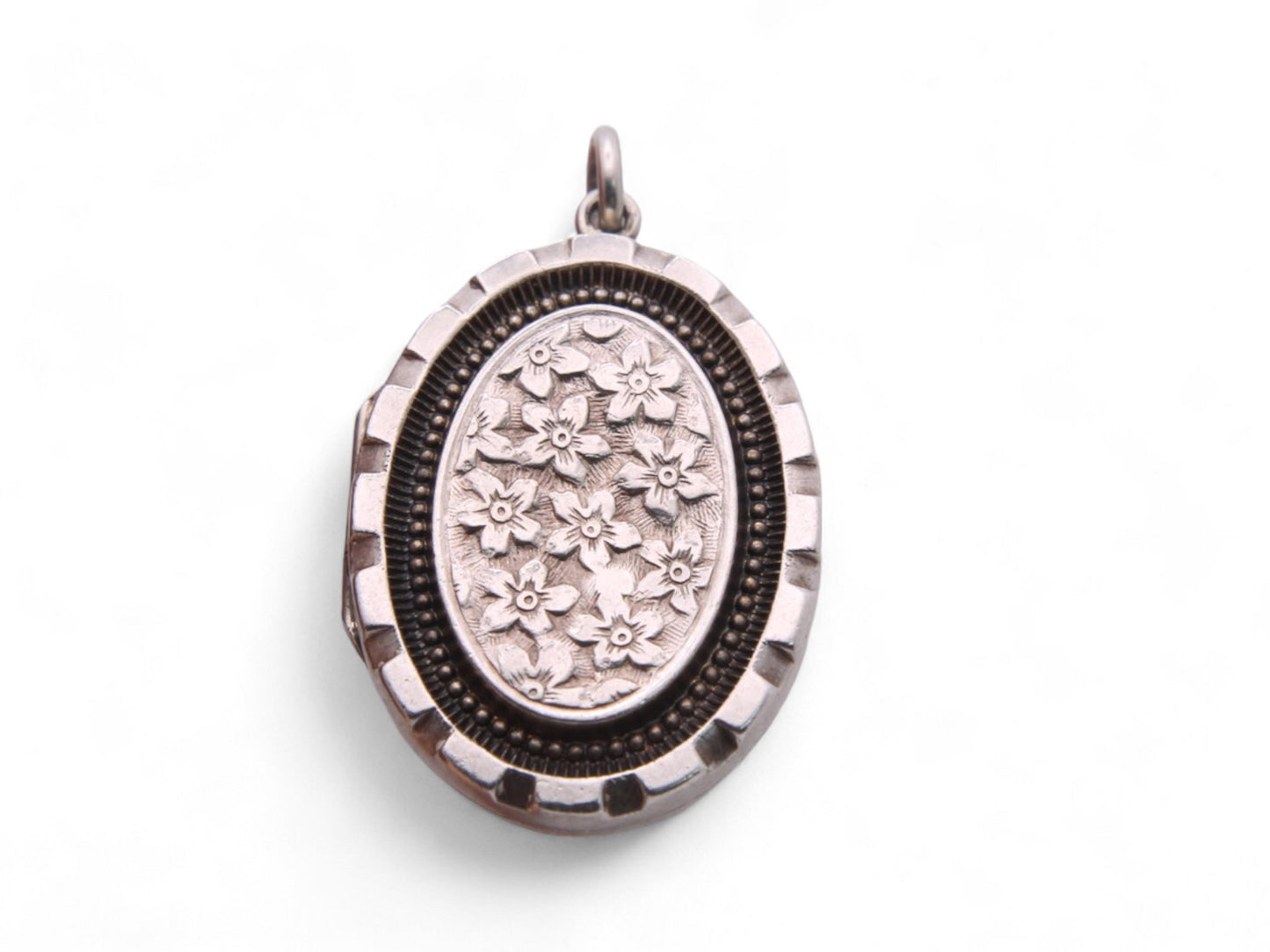 Antique Sterling Silver Forget Me Not Locket, 1900