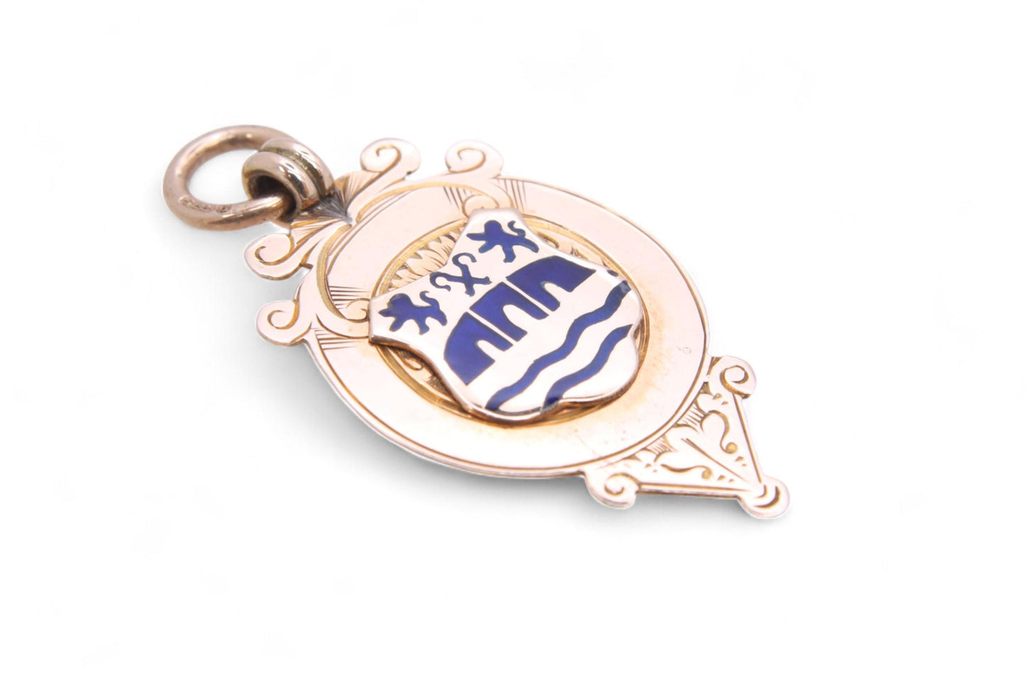 Antique 9ct Gold Lion Enamel Pendant