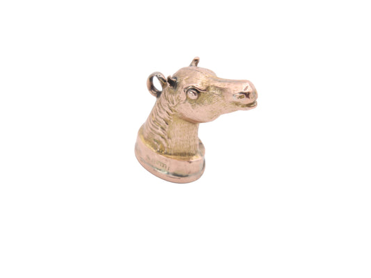 Antique 9ct Gold Horse Head Bloodstone Pendant Fob