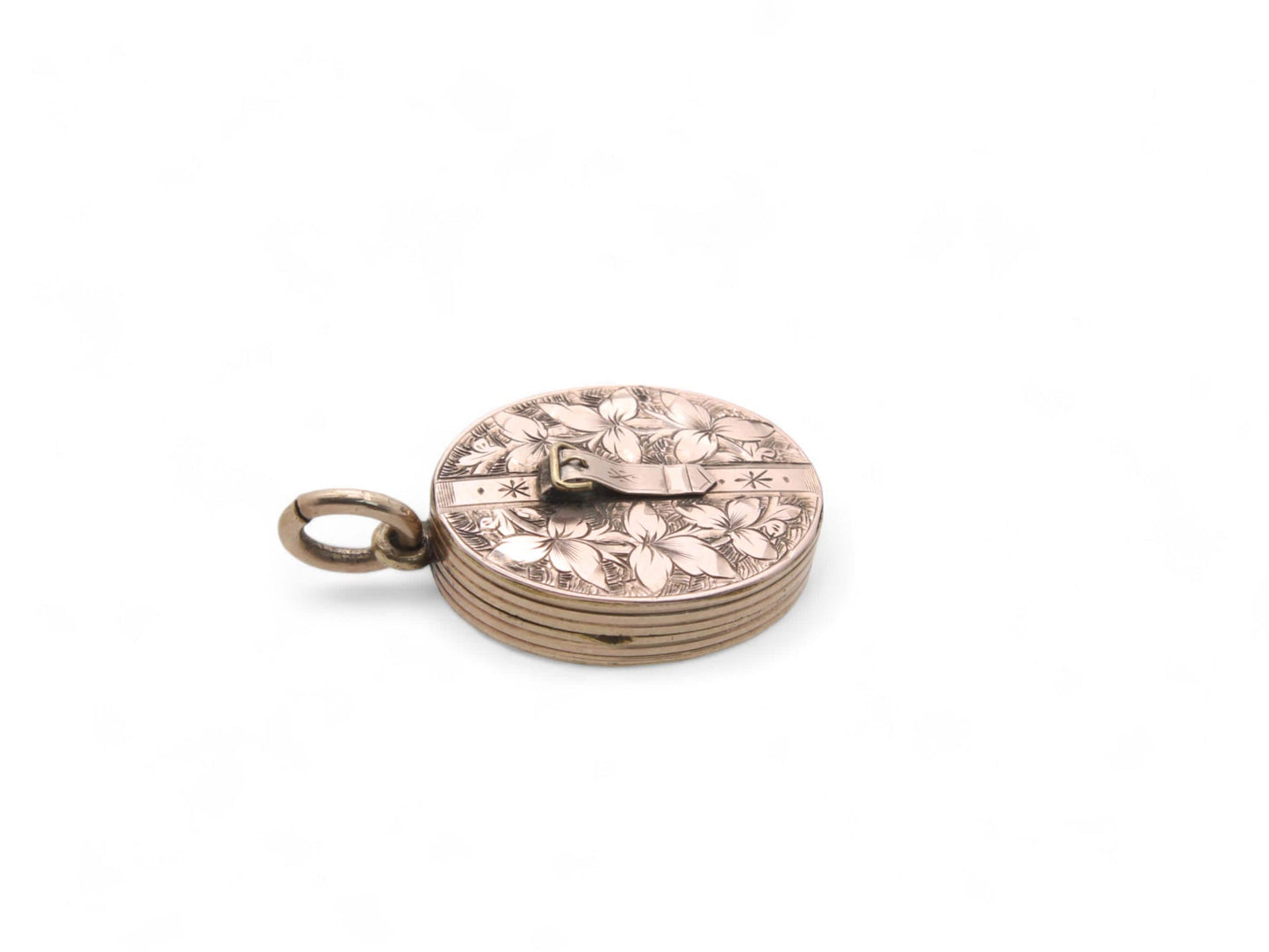 RESERVED —— Antique 9ct Gold Chased Floral Buckle Locket