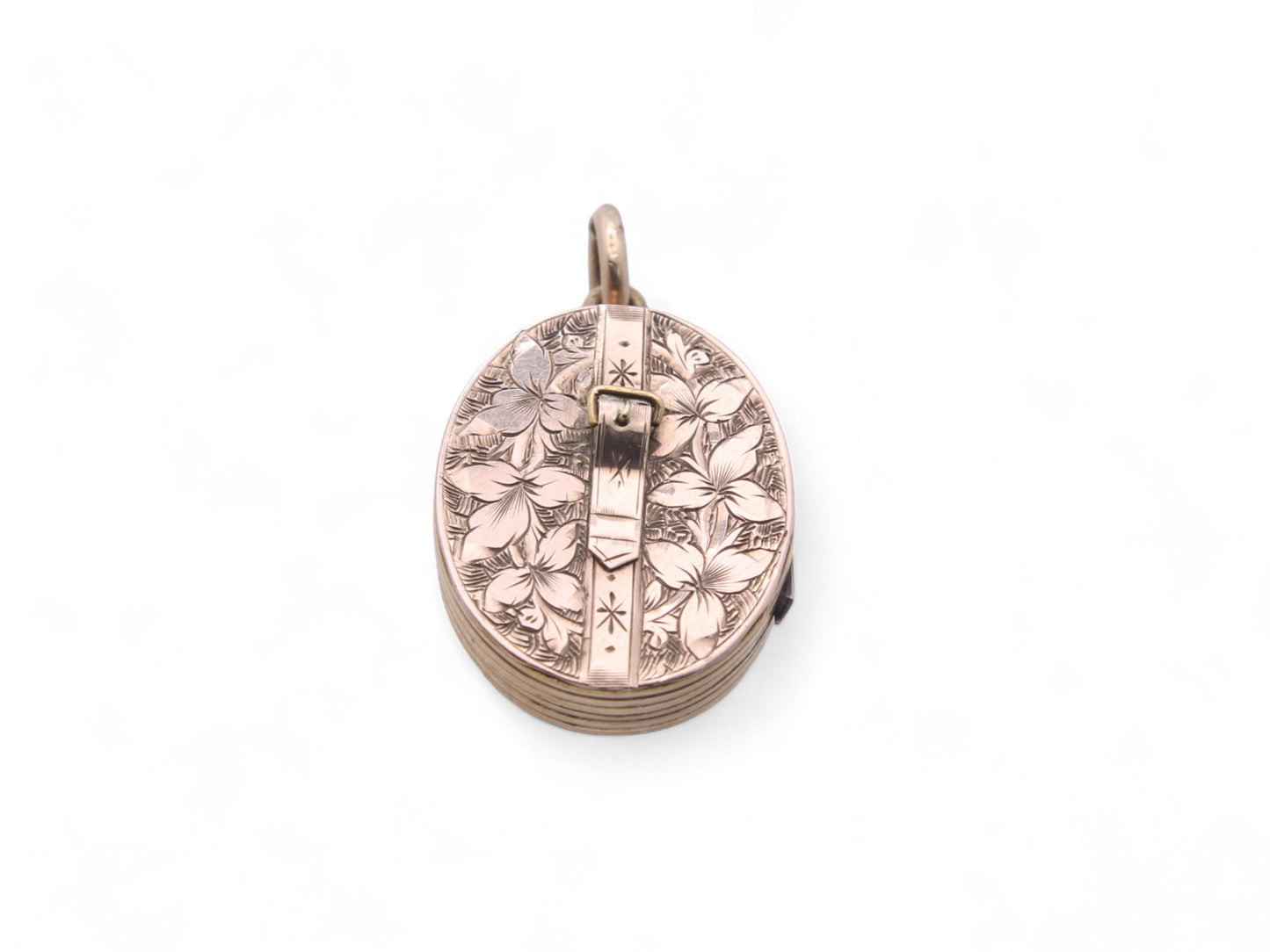 Antique 9ct Gold Chased Floral Buckle Locket