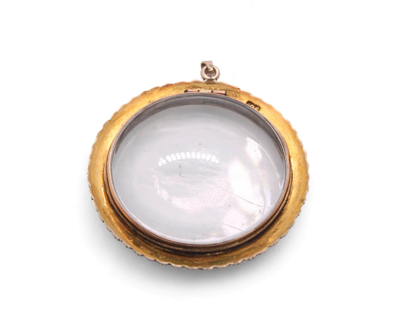 Antique 9ct Gold Seed Pearl Open Face Locket Pendant