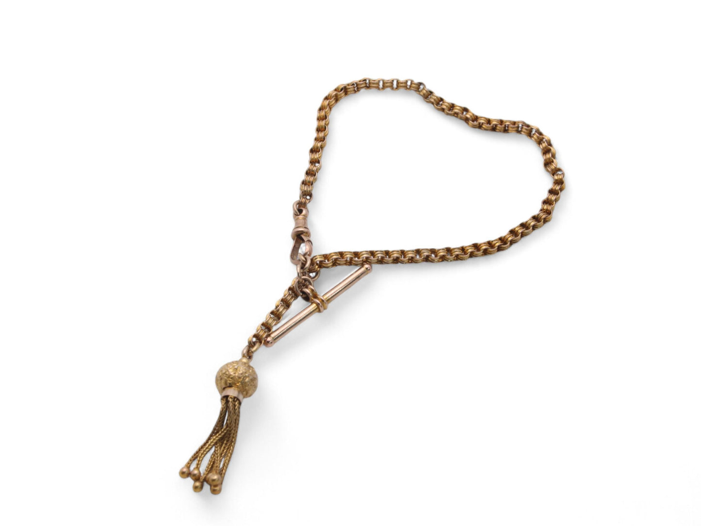 Antique 9ct Yellow Gold Albertina Tassel Bracelet, 20cm