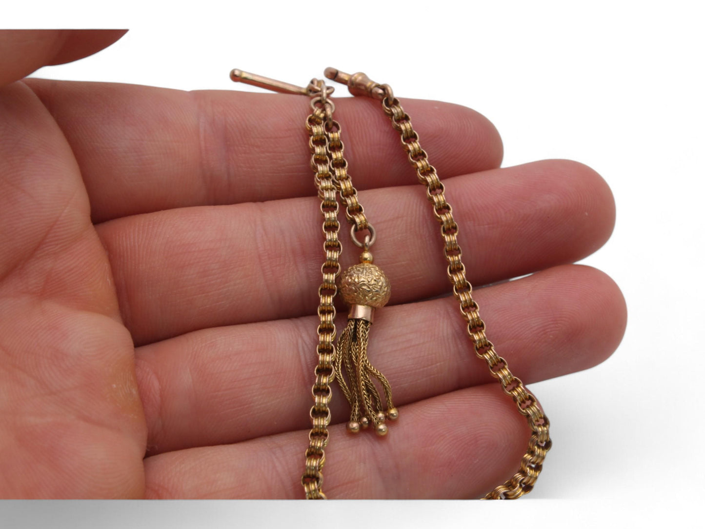 Antique 9ct Yellow Gold Albertina Tassel Bracelet, 20cm