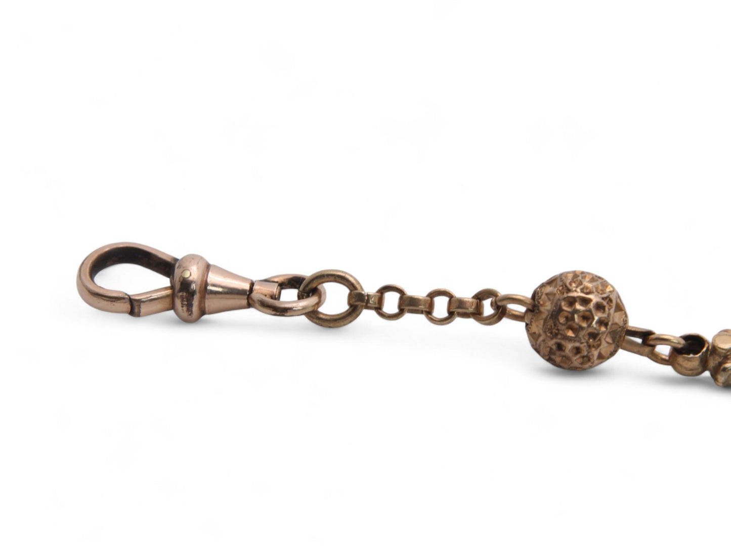 Antique 9ct Rolled Rose Gold Albertina Bracelet, 19cm