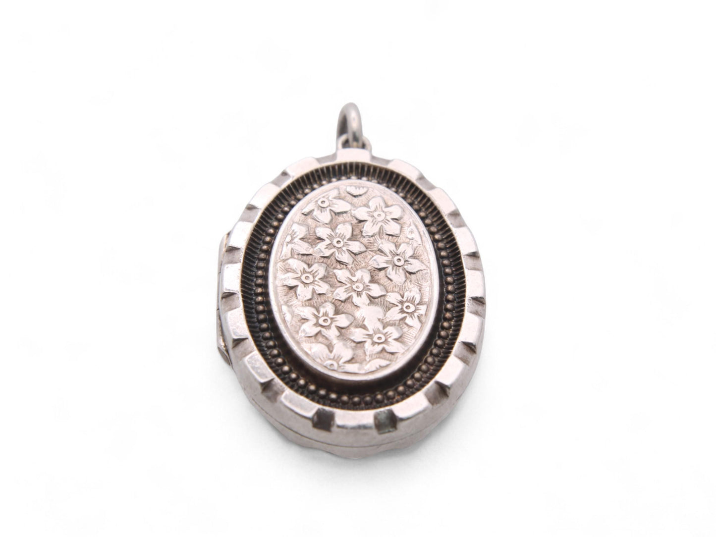 Antique Sterling Silver Forget Me Not Locket, 1900