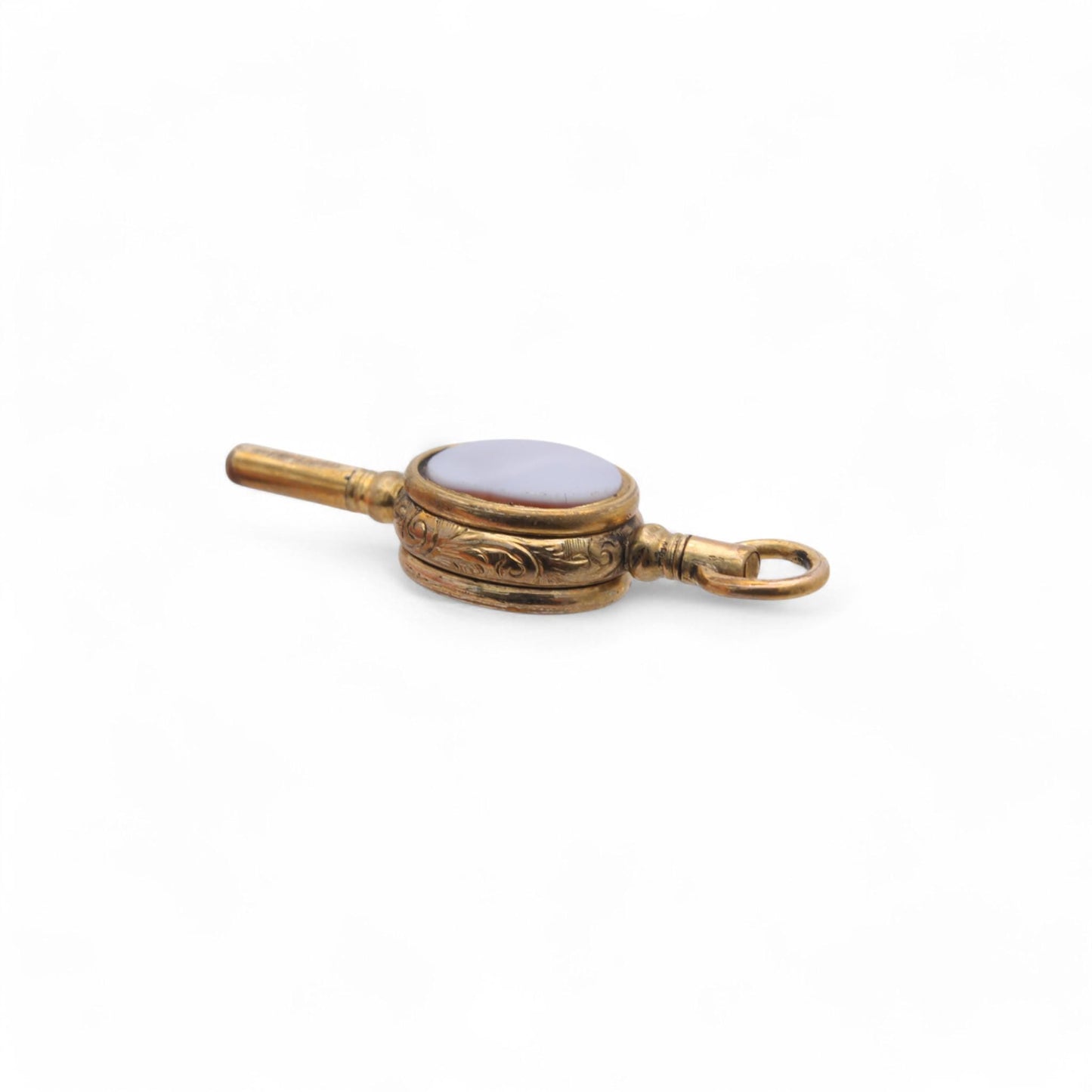 Antique-9ct-Rolled-Gold-Bloodstone-Lilac-Agate-Watch-Key-Locket