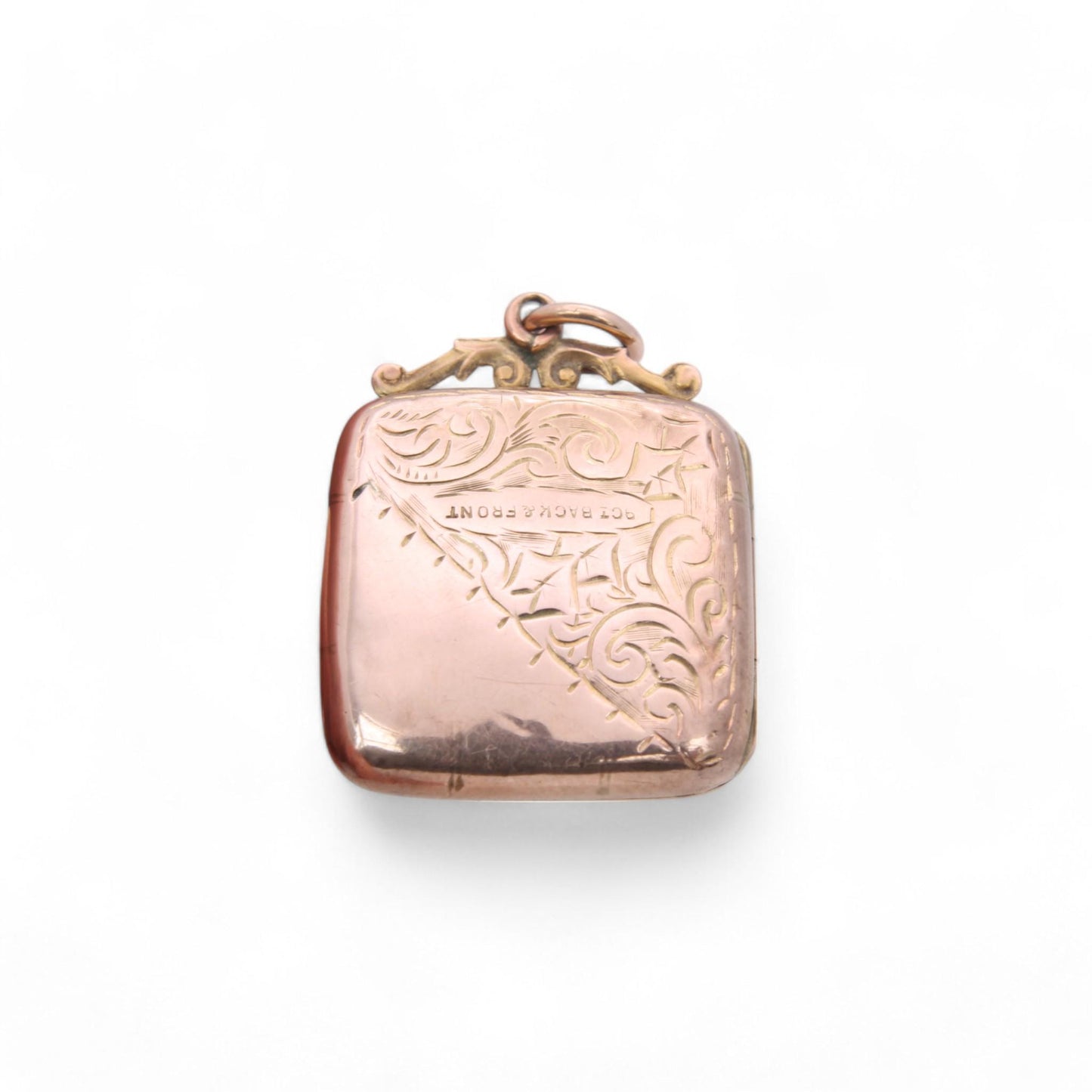 Antique 9ct Gold Forget Me Not Square Locket