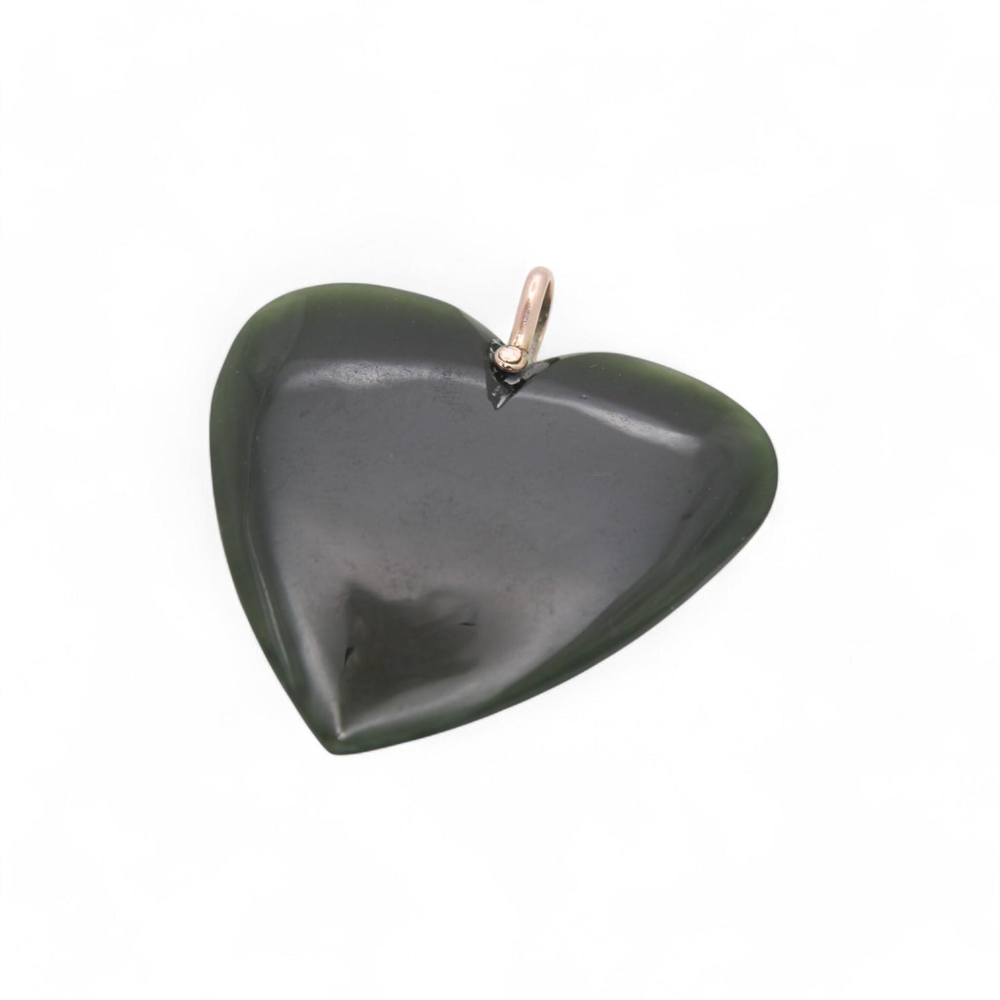 Antique 9ct Gold New Zealand Nephrite Heart Pendant