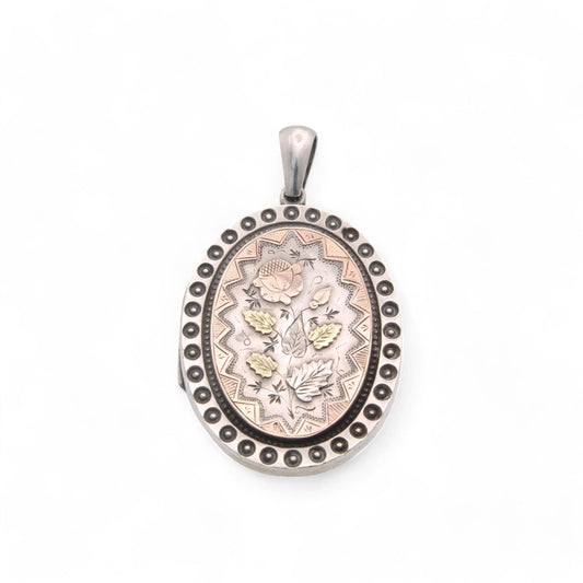 Antique Sterling Silver Gold Aesthetic Locket, 1884