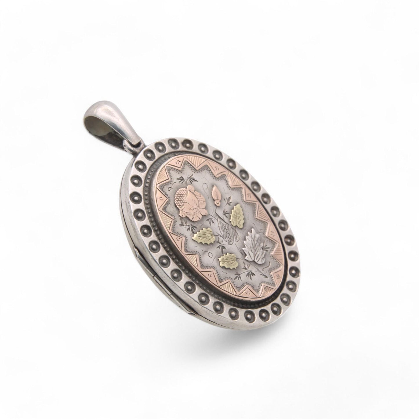 Antique Sterling Silver Gold Aesthetic Locket, 1884