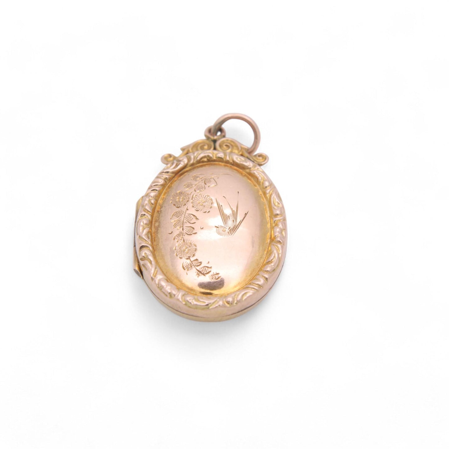 Antique 9ct Gold Swallow Bird In Flight Locket