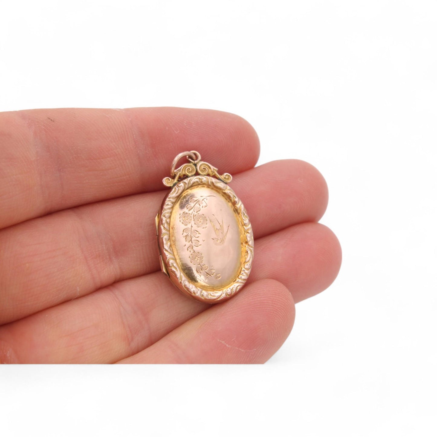 Antique 9ct Gold Swallow Bird In Flight Locket