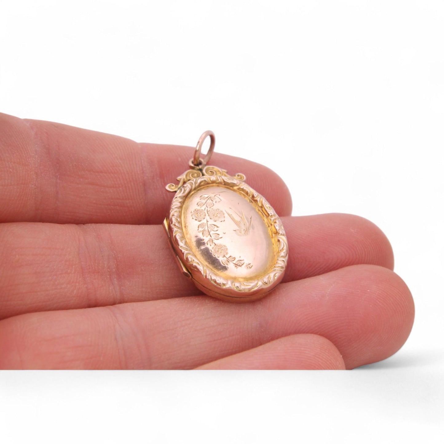 Antique 9ct Gold Swallow Bird In Flight Locket