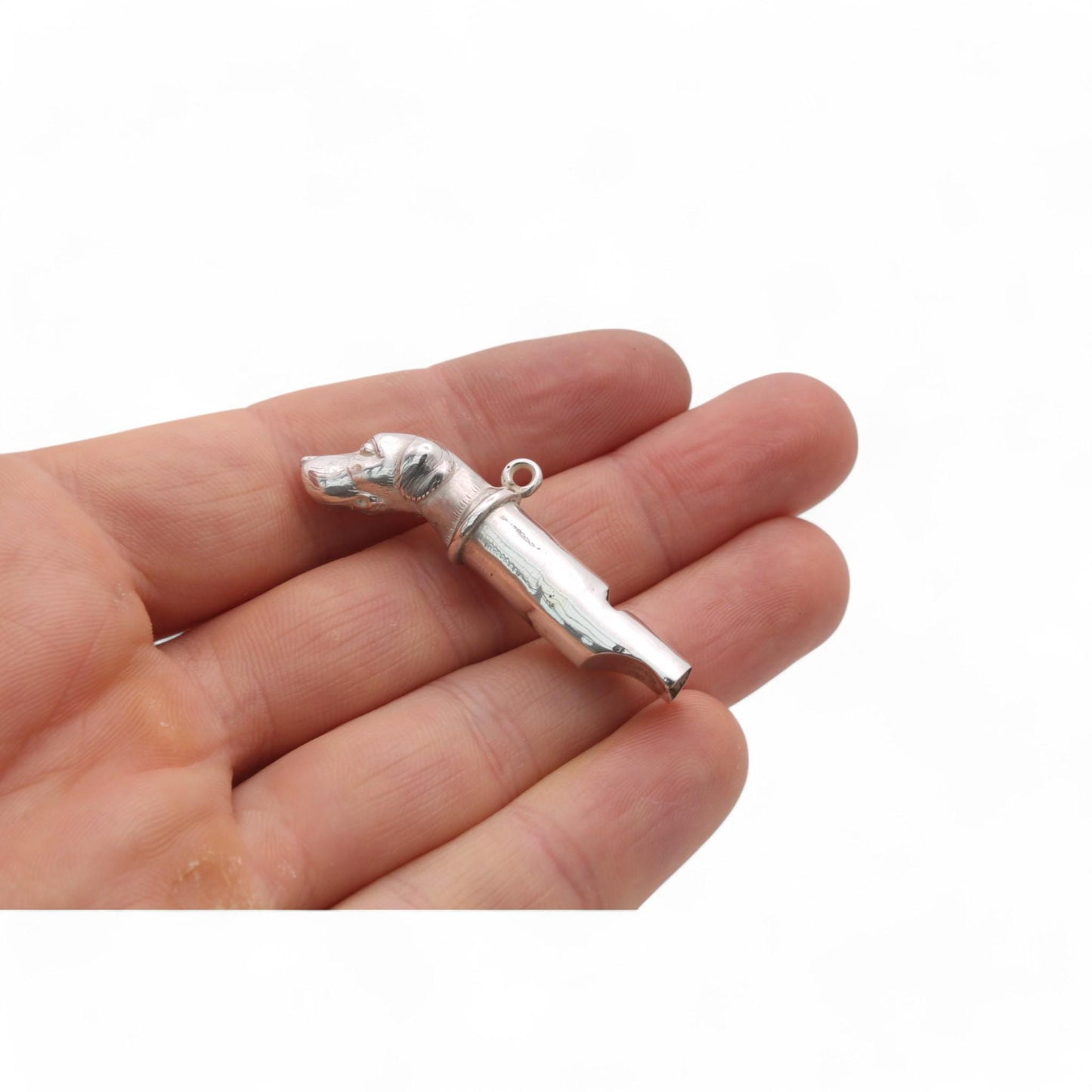 Antique Sterling Silver Hunting Dog Whistle, 1887