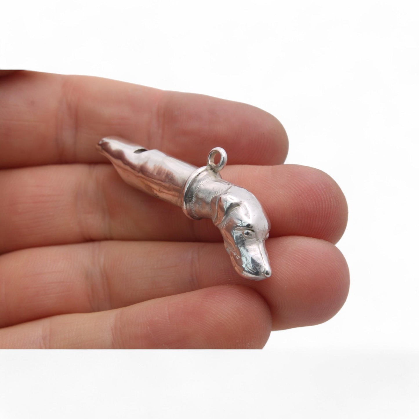 Antique Sterling Silver Hunting Dog Whistle, 1887