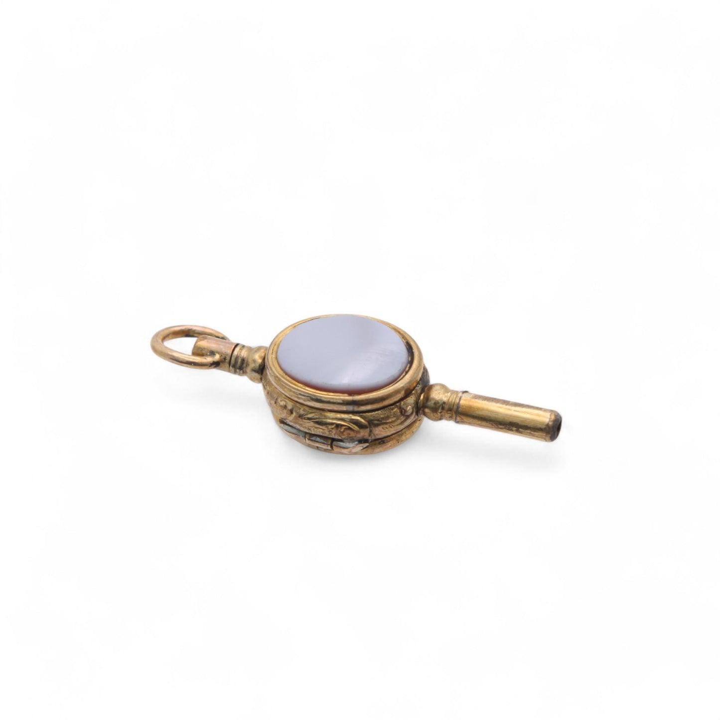 Antique 9ct Rolled Gold Bloodstone Lilac Agate Watch Key Locket