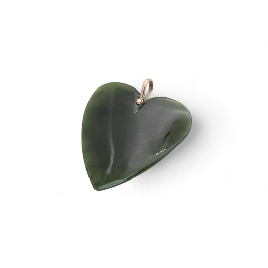 Antique 9ct Gold New Zealand Nephrite Heart Pendant