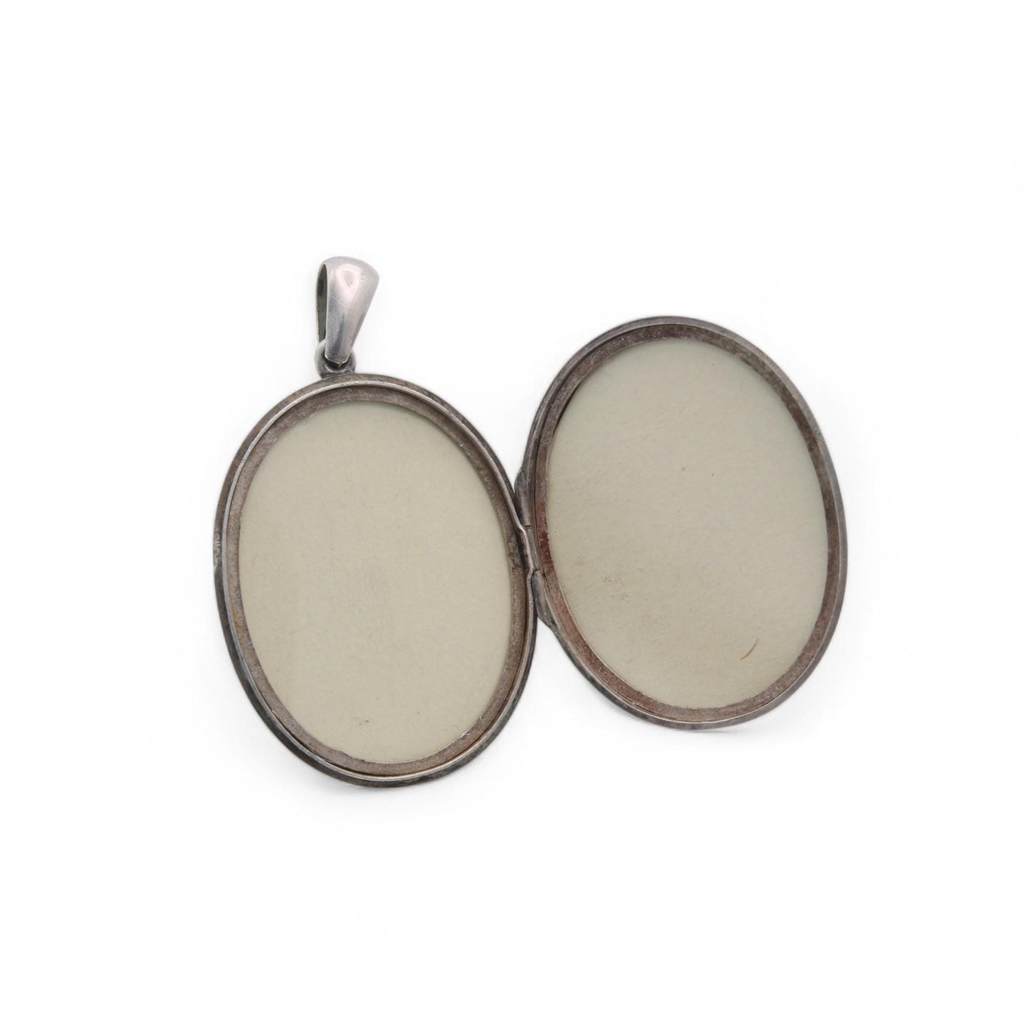 Antique Sterling Silver Locket: Rose & Green Gold Tulips, Victorian 1884