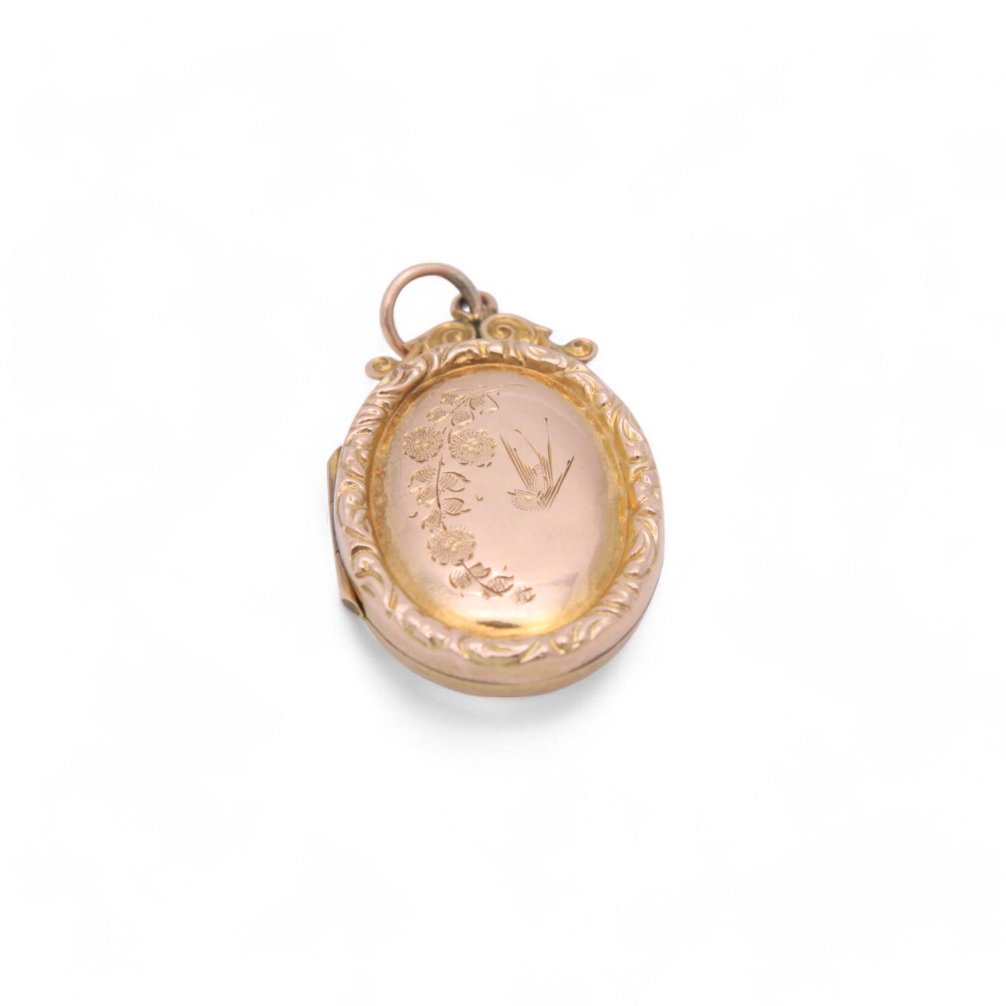 Antique 9ct Gold Swallow Bird In Flight Locket