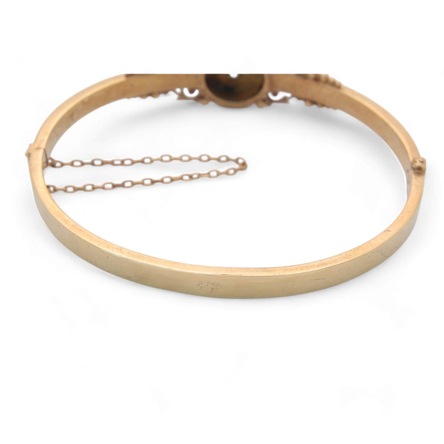 Antique 15ct Gold Sapphire Diamond Bangle, 6.5"