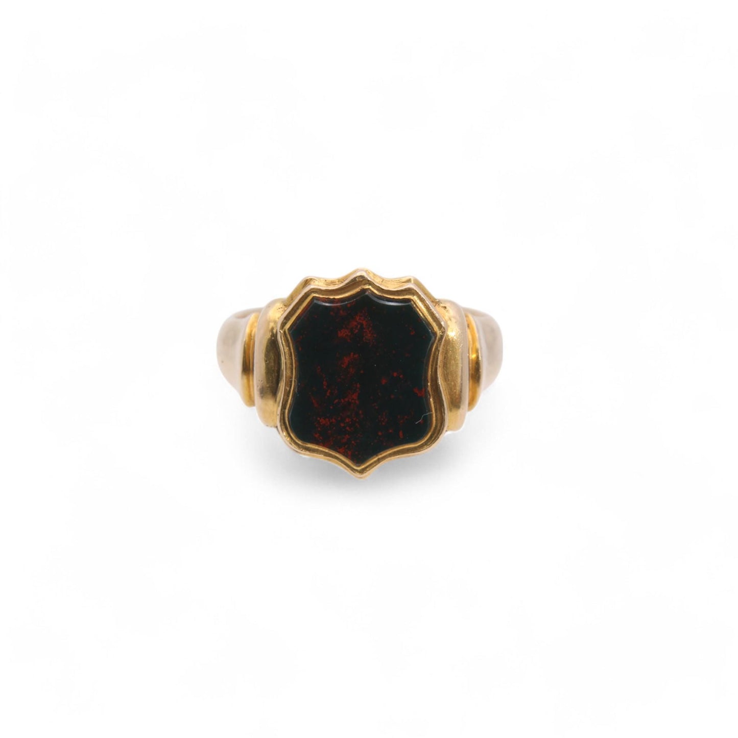 Antique 18ct Gold Shield Bloodstone Signet Ring