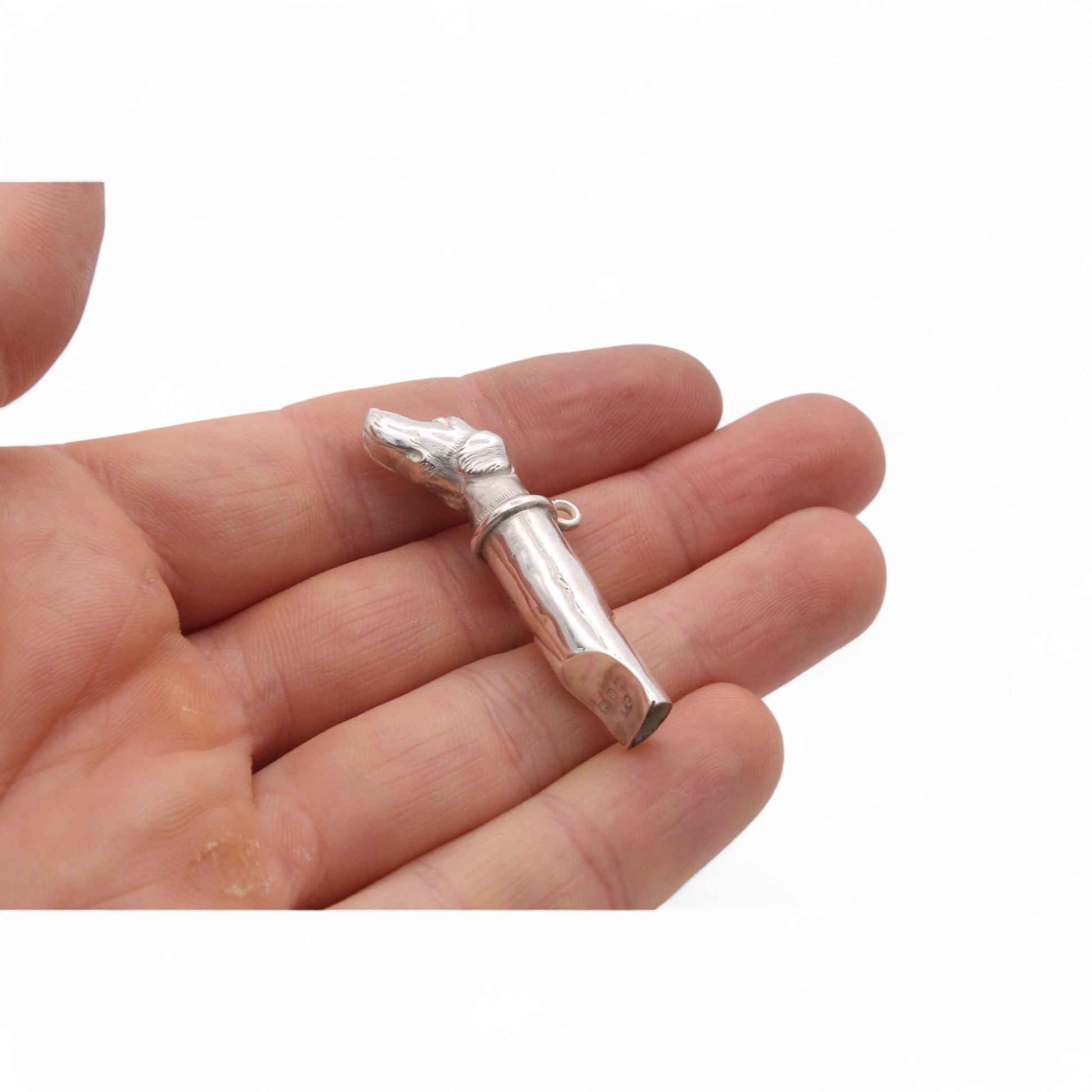 Antique-Sterling-Silver-Hunting-Dog-Whistle,-1887