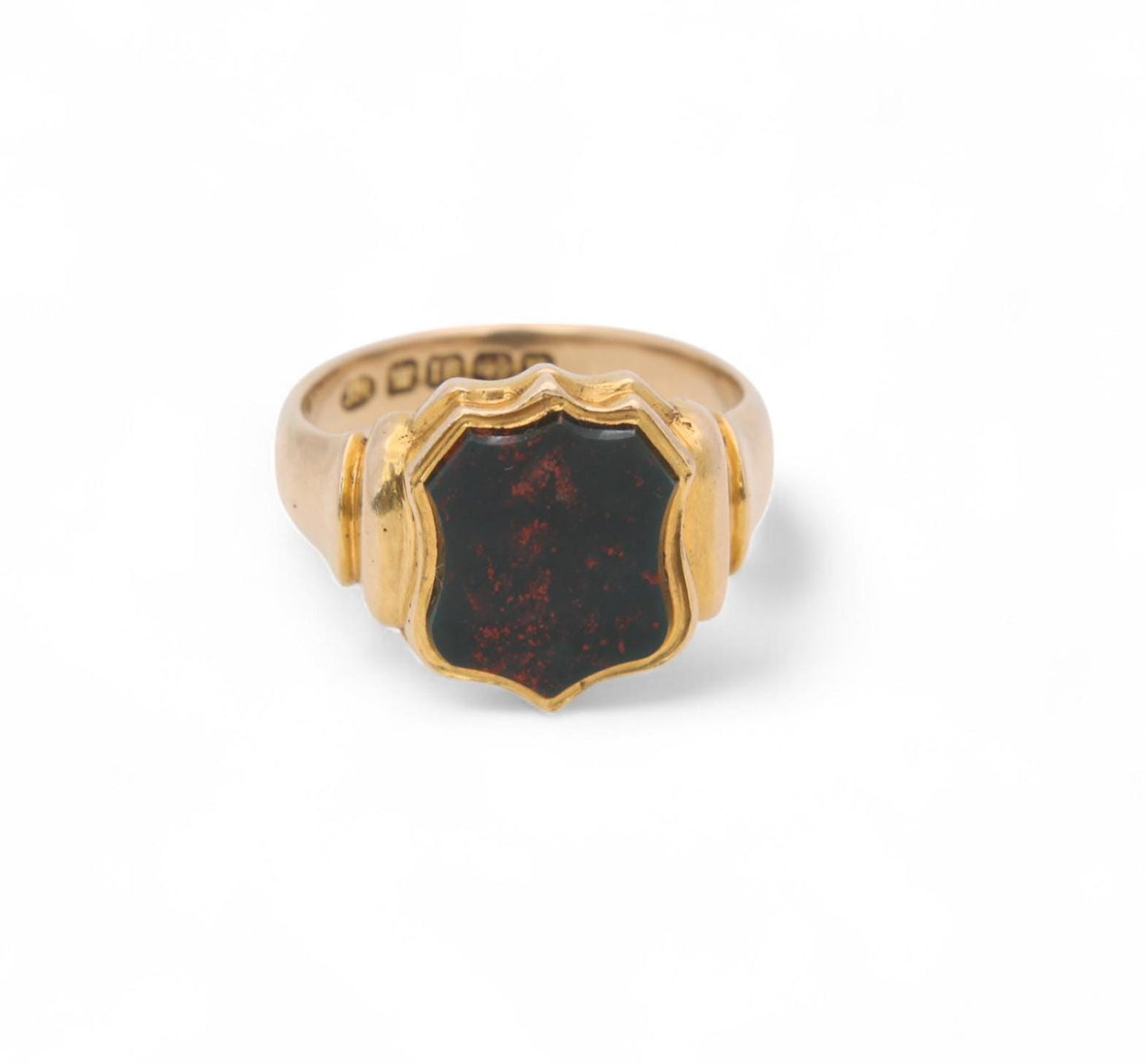 Antique 18ct Gold Shield Bloodstone Signet Ring