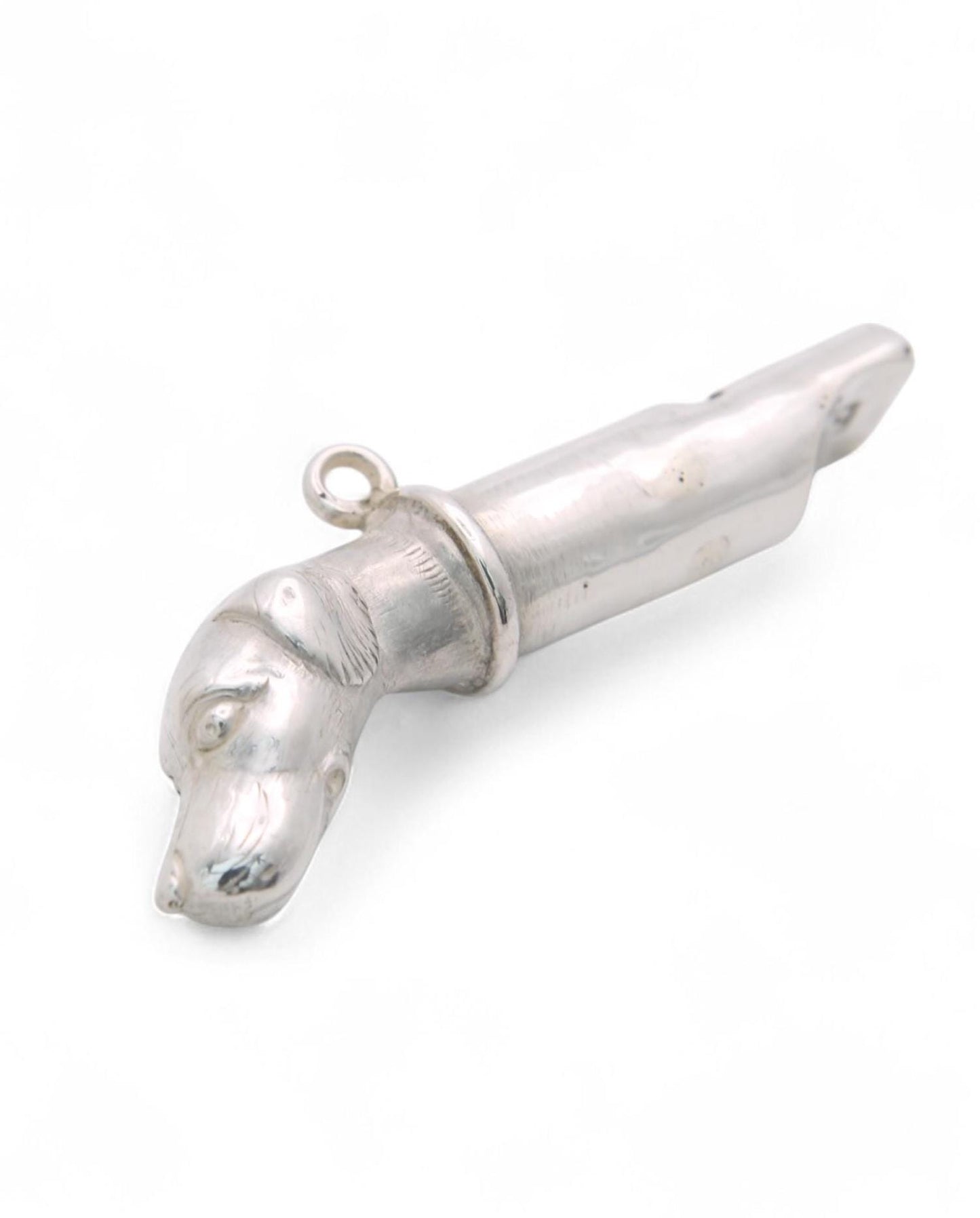 Antique Sterling Silver Hunting Dog Whistle, 1887