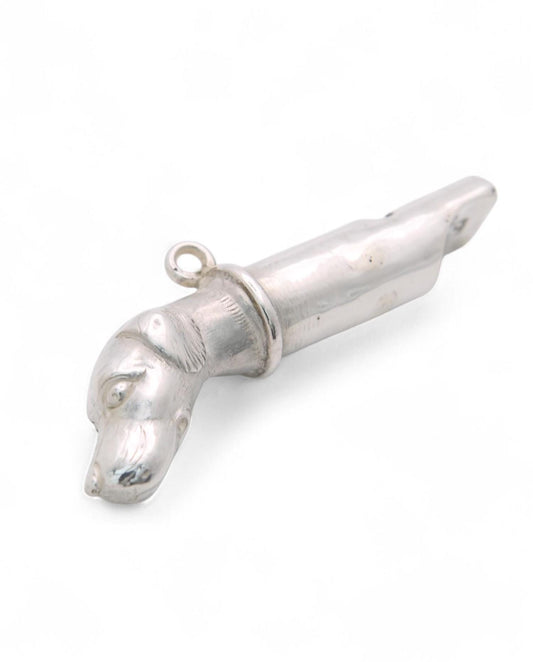 Antique Sterling Silver Hunting Dog Whistle, 1887