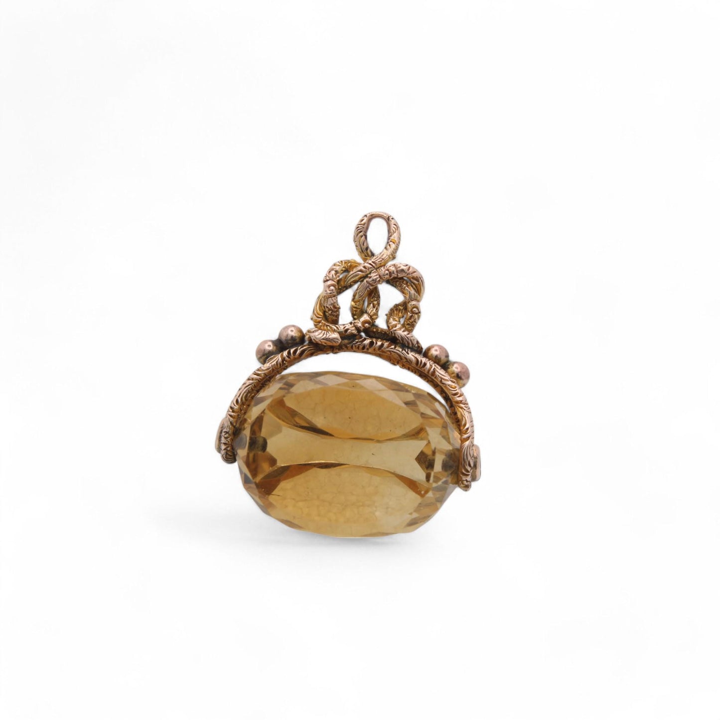 Antique 9ct Gold Citrine Spinner Pendant