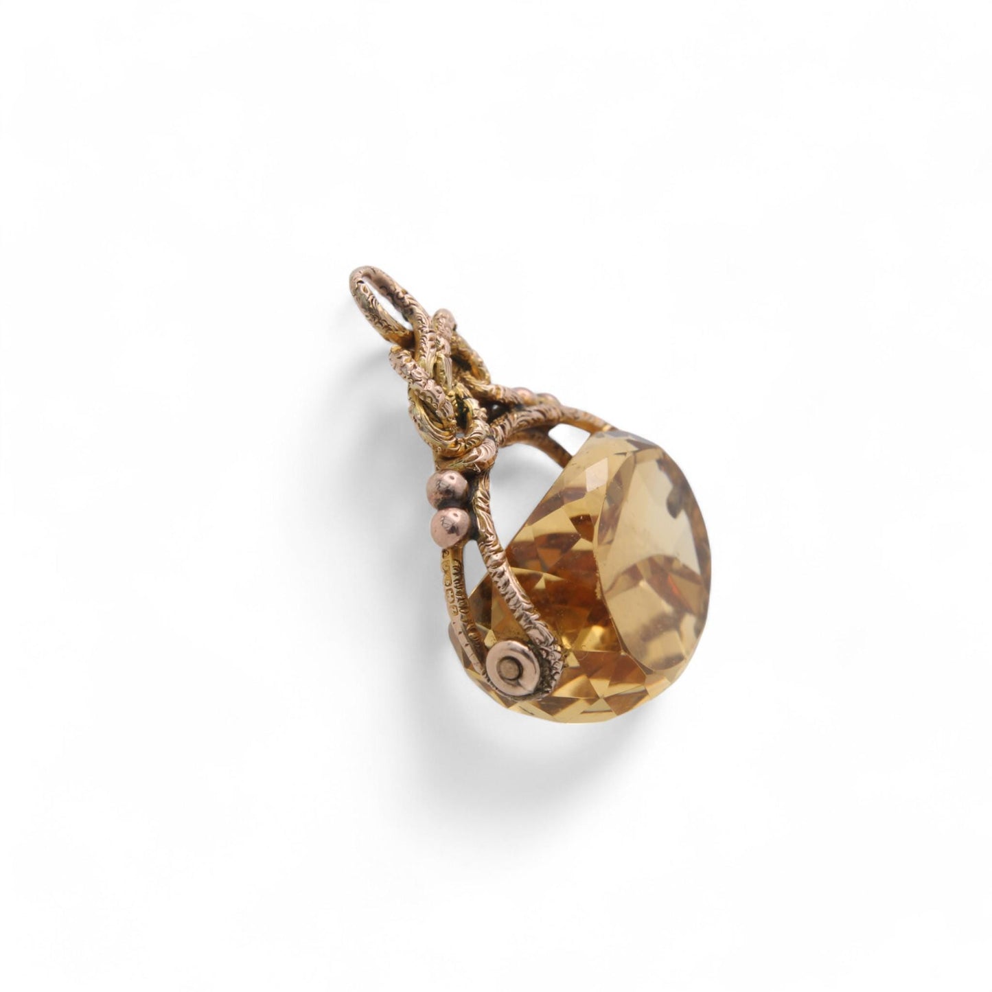 Antique 9ct Gold Citrine Spinner Pendant