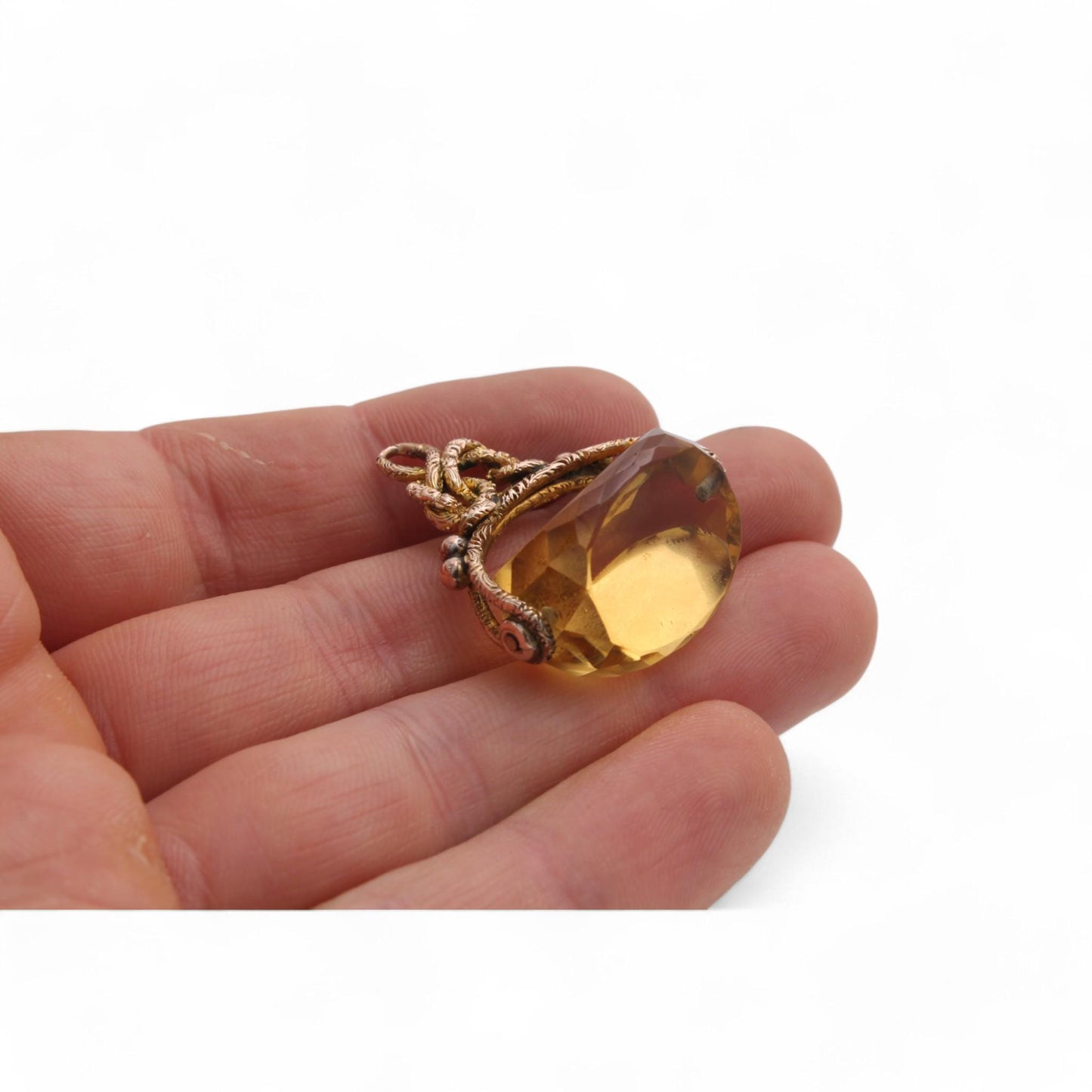 Antique 9ct Gold Citrine Spinner Pendant